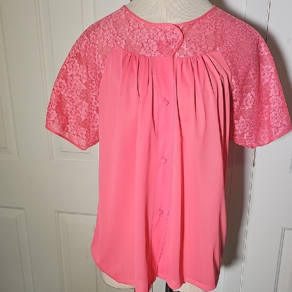 Vanity Fair Vintage Bed Jacket.  Peter Pan Collar and Lace At The Top. Size 38 - Picture 1 of 10